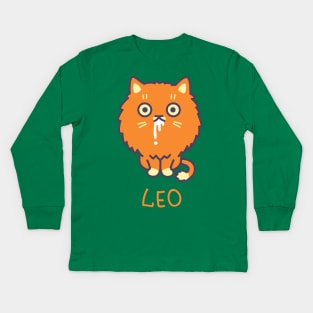 Funny Leo Cat Horoscope Tshirt - Astrology and Zodiac Gifts Kids Long Sleeve T-Shirt